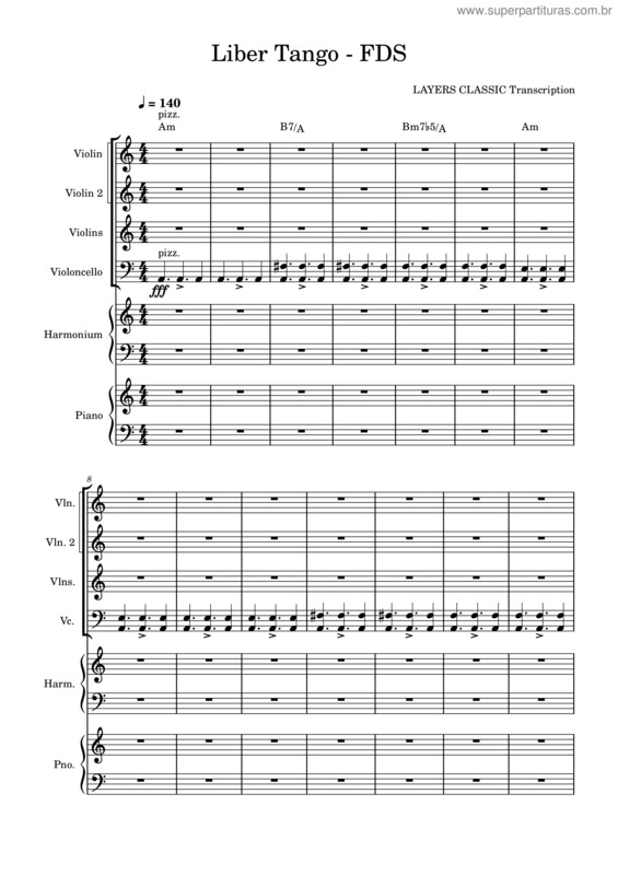 Partitura da música Liber Tango – Fds
