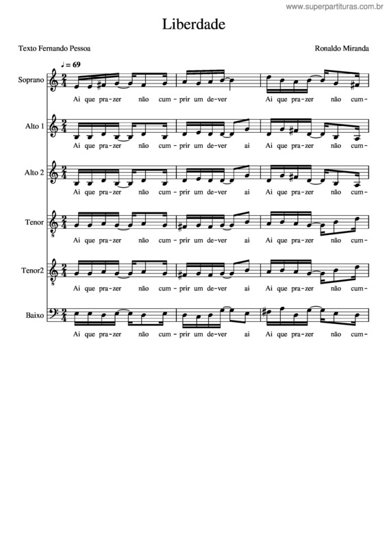 Partitura da música Liberdade N