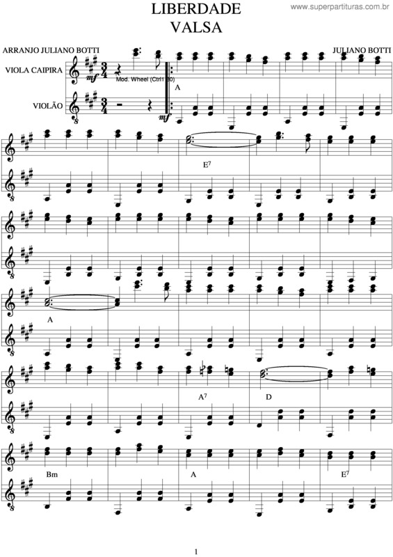 Partitura da música Liberdade