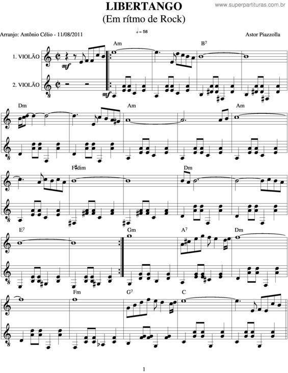 Partitura da música Libertango v.4