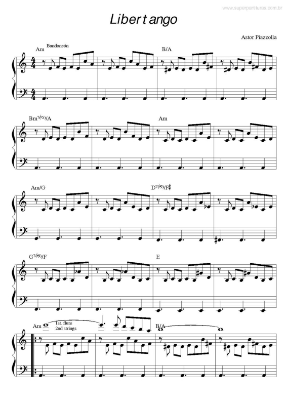 Partitura da música Libertango