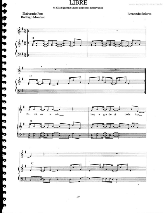 Partitura da música Libre