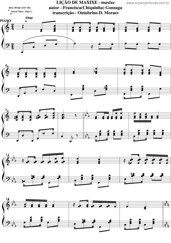 Partitura da música Lição De Maxixe