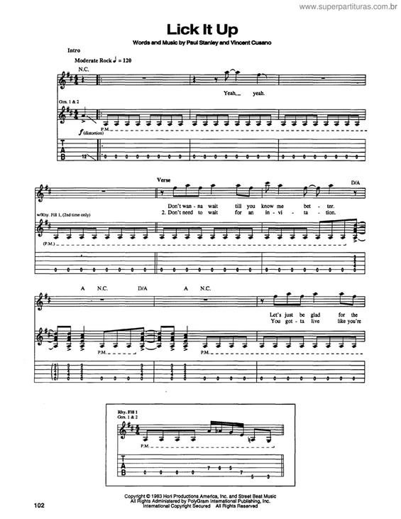 Partitura da música LIck it up