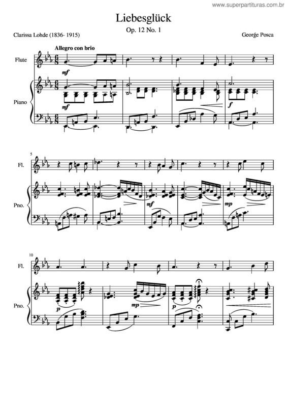 Partitura da música Liebesglück, Op. 12  No. 1