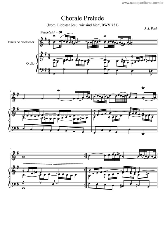 Partitura da música Liebster Jesu, Wir Sind Hier, Bwv 731 v.3