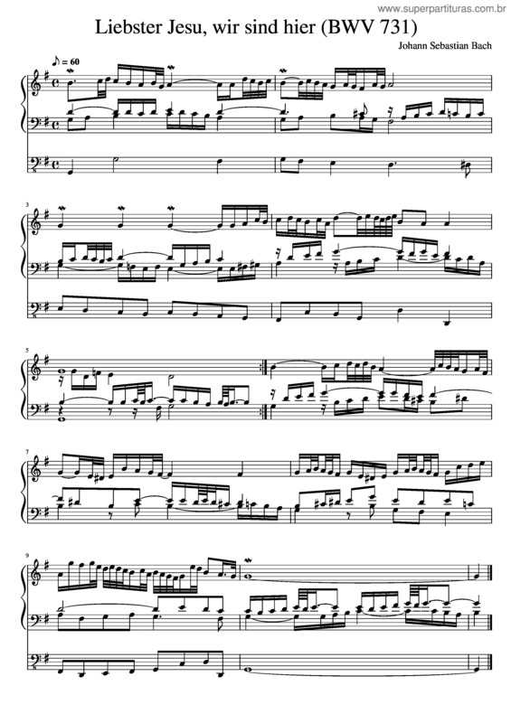 Partitura da música Liebster Jesu, Wir Sind Hier, Bwv 731