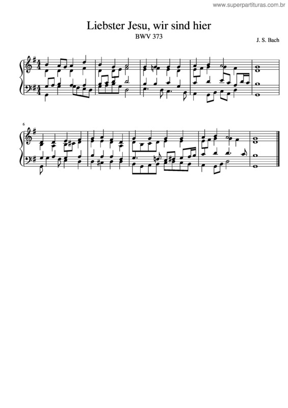 Partitura da música Liebster Jesu, Wir Sind Hier Bwv 373