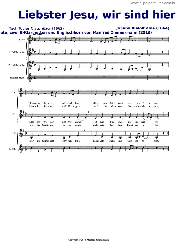 Partitura da música Liebster Jesu, Wir Sind Hier