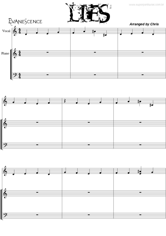 Partitura da música Lies