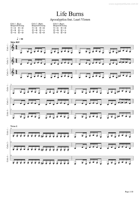 Partitura da música Life Burns