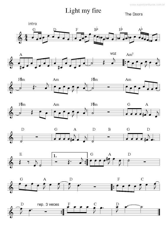 Partitura da música Light My Fire v.3