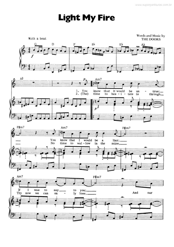 Partitura da música Light My Fire