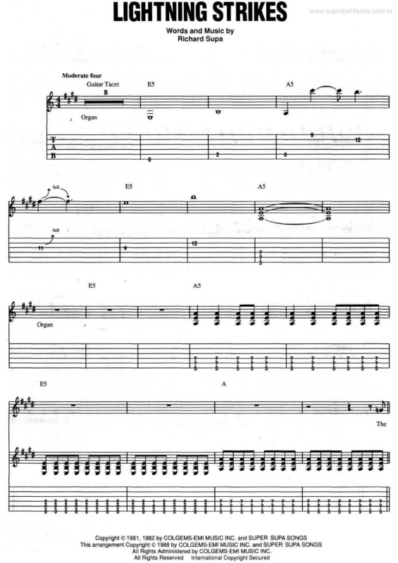 Partitura da música Lightning Strikes