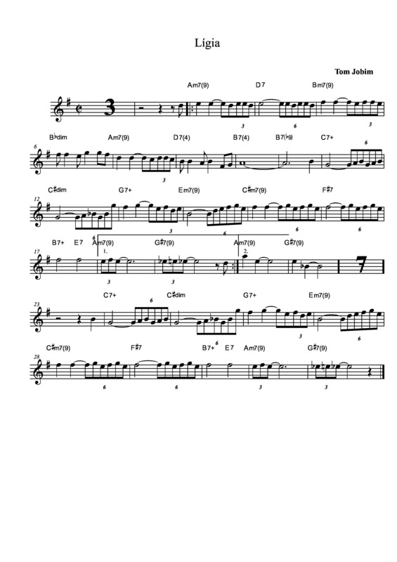 Partitura da música Lígia v.10