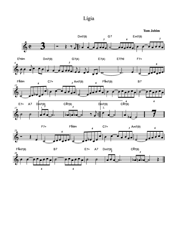 Partitura da música Lígia v.11