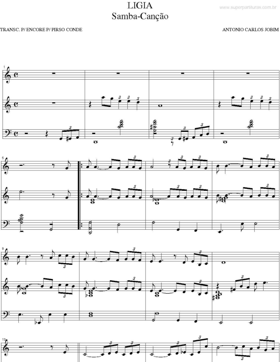 Partitura da música Lígia v.2