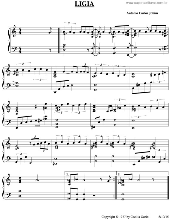 Partitura da música Lígia v.4