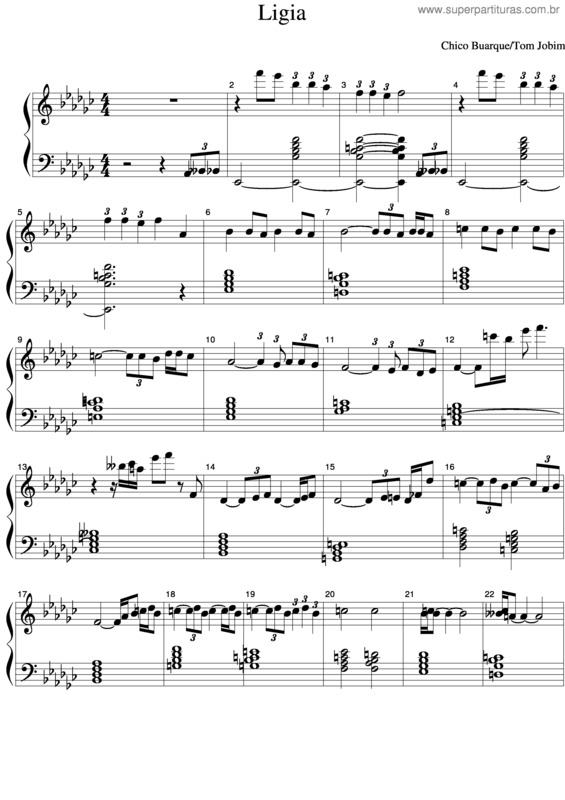 Partitura da música Lígia v.5