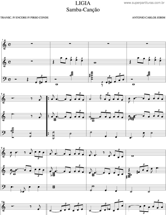 Partitura da música Lígia v.7