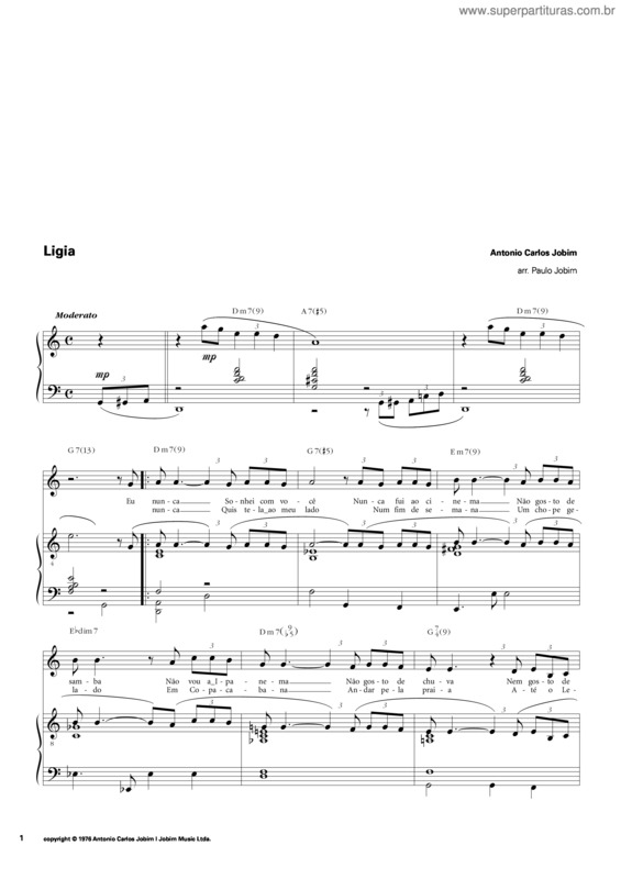 Partitura da música Ligia v.9