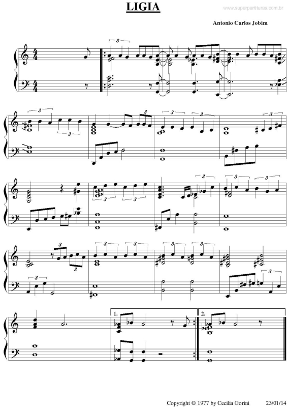 Partitura da música Lígia