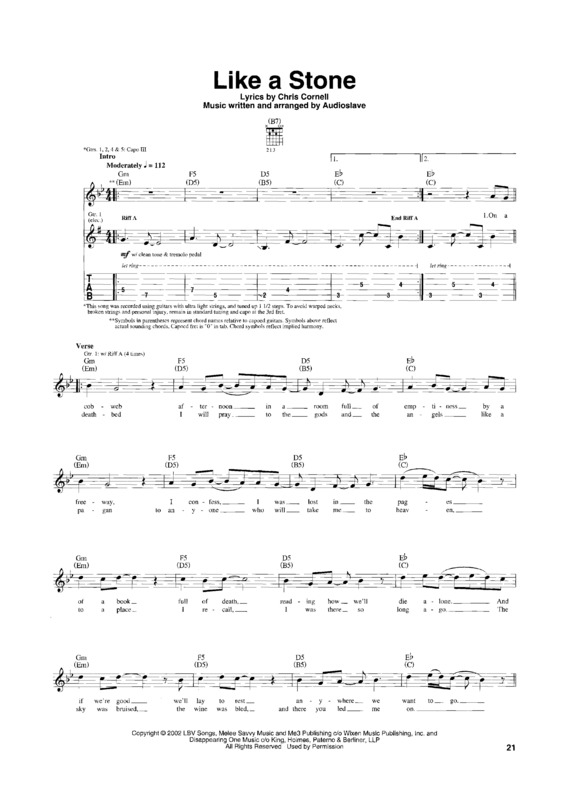 Partitura da música Like A Stone v.4