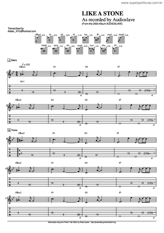 Partitura da música Like A Stone