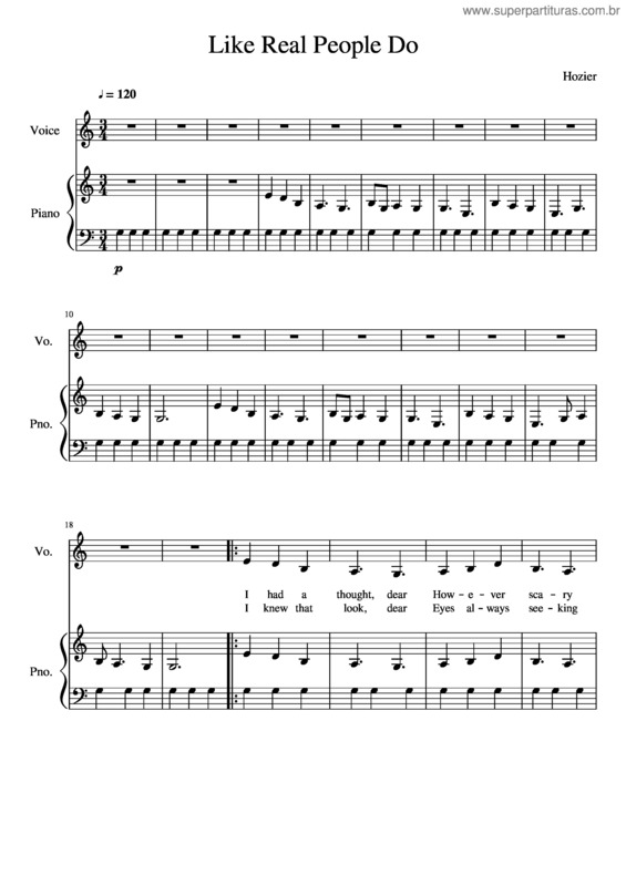Partitura da música Like Real People Do