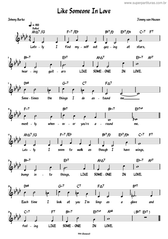 Partitura da música Like Someone In Love v.5