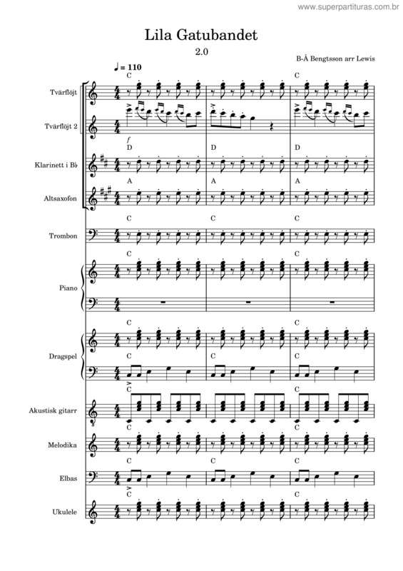 Partitura da música Lila Gatubandet