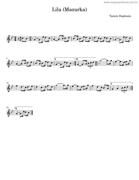 Partitura da música Lila v.2
