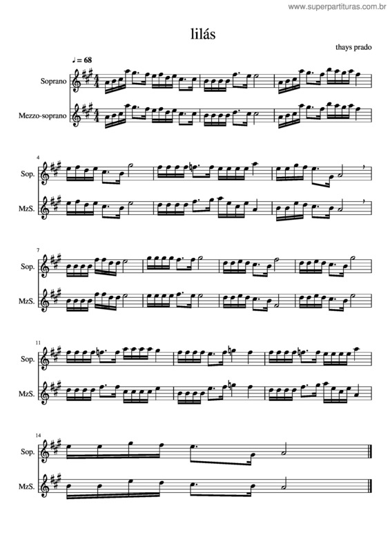 Partitura da música Lilás v.10