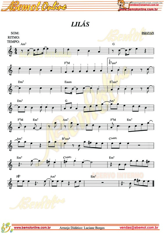 Partitura da música Lilás v.5
