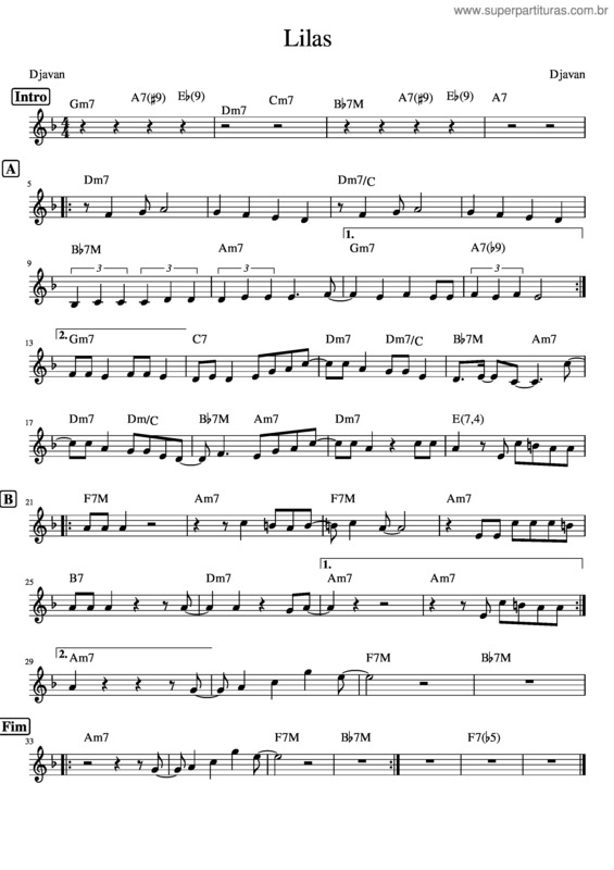 Partitura da música Lilás v.9