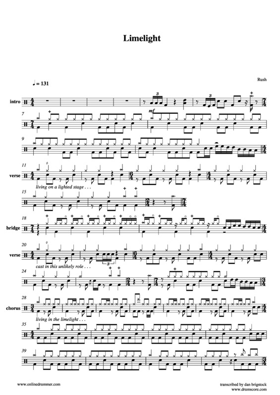Partitura da música Limelight v.2