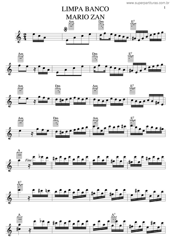 Partitura da música Limpa Banco