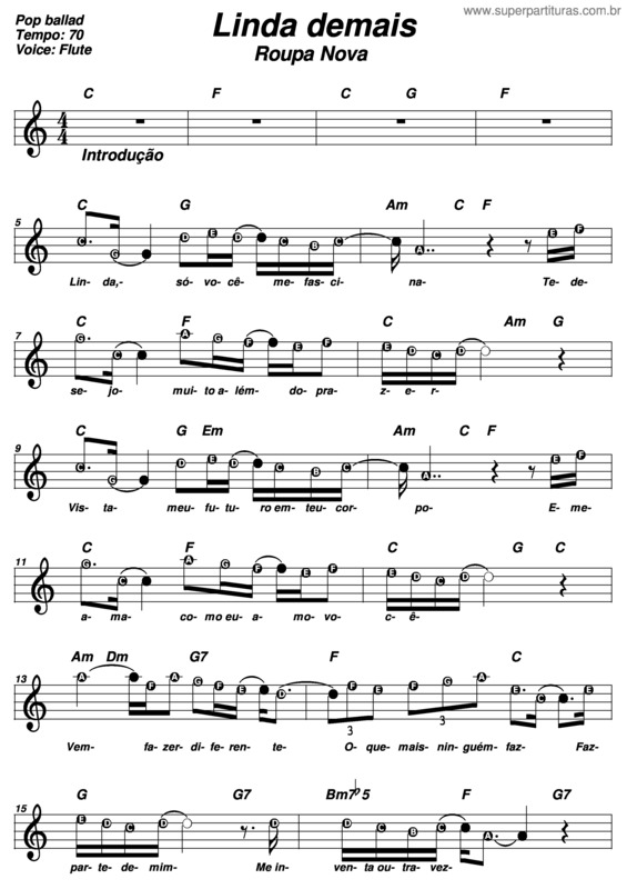 Partitura da música Linda Demais 2