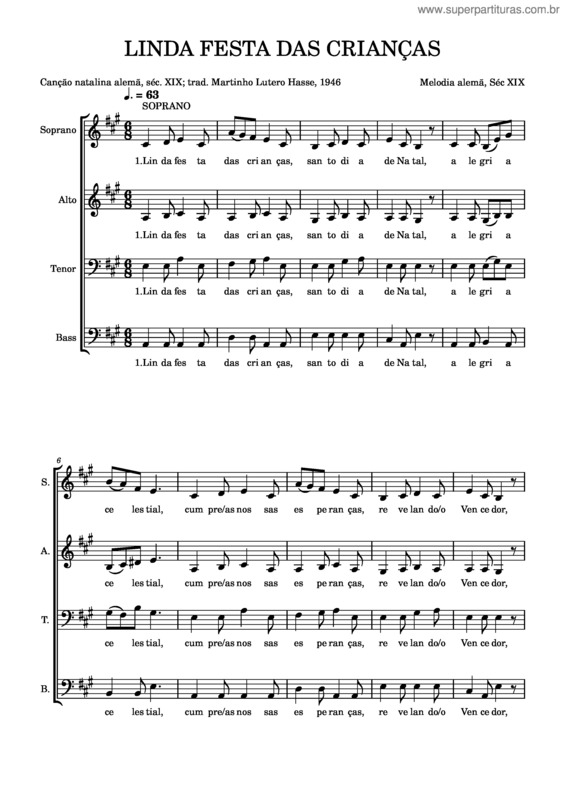 Partitura da música Linda Festa Das Crianças