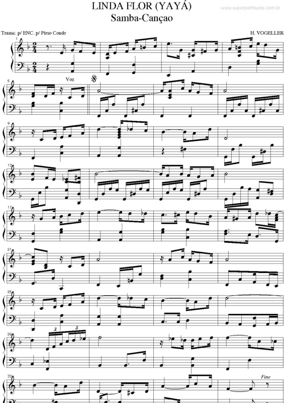 Partitura da música Linda Flor (Yayá)