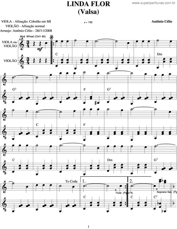 Partitura da música Linda Flor v.7