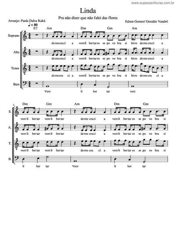 Partitura da música Linda v.6