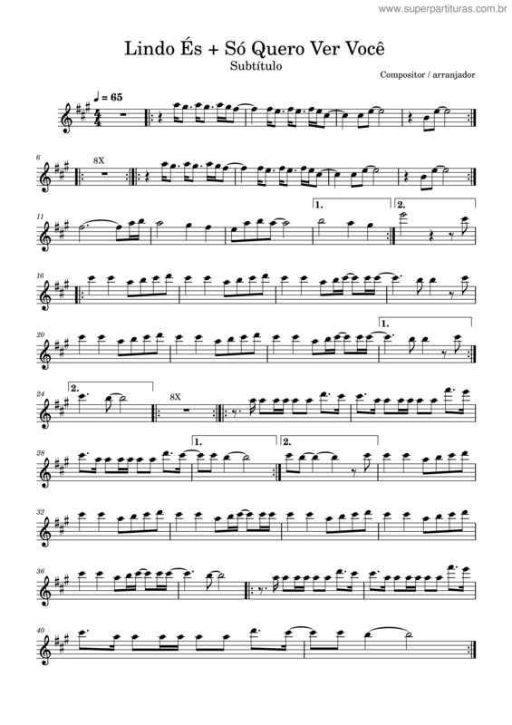 Partitura da música Lindo És + Só Quero Ver Você