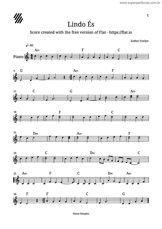 Partitura da música Lindo És (Só Quero Ver Você)
