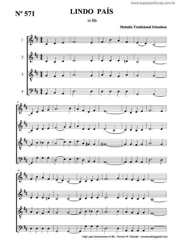 Partitura da música Lindo País v.2