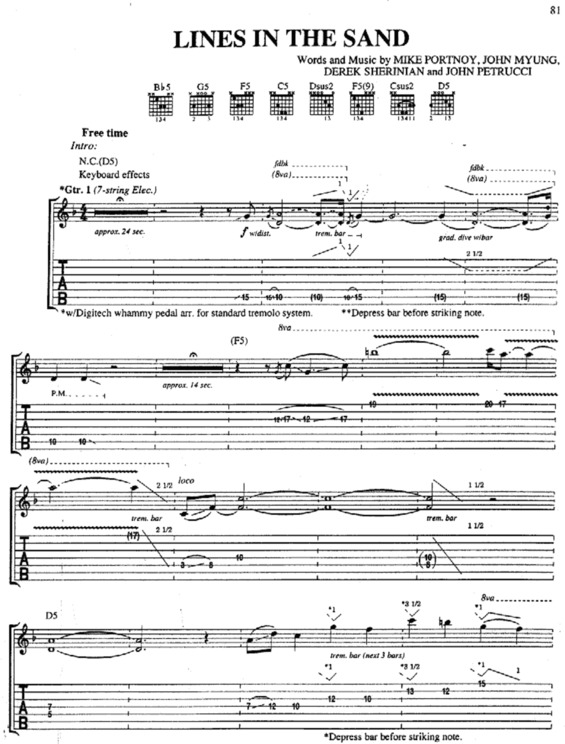 Partitura da música Lines In The Sand