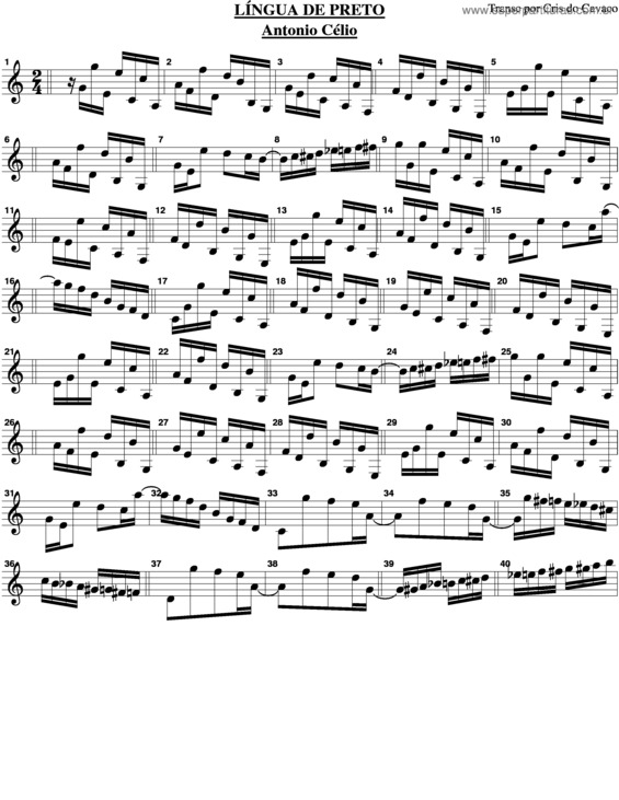 Partitura da música Lingua De Preto v.2
