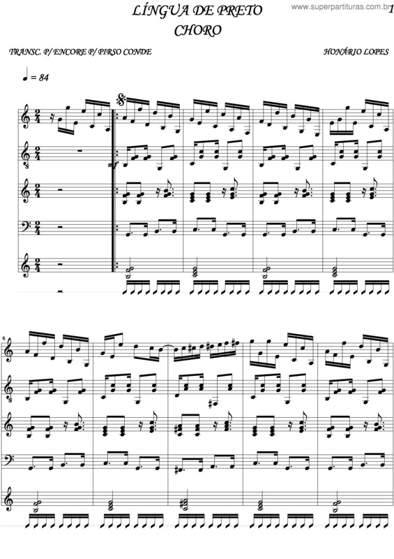 Partitura da música Lingua De Preto v.5