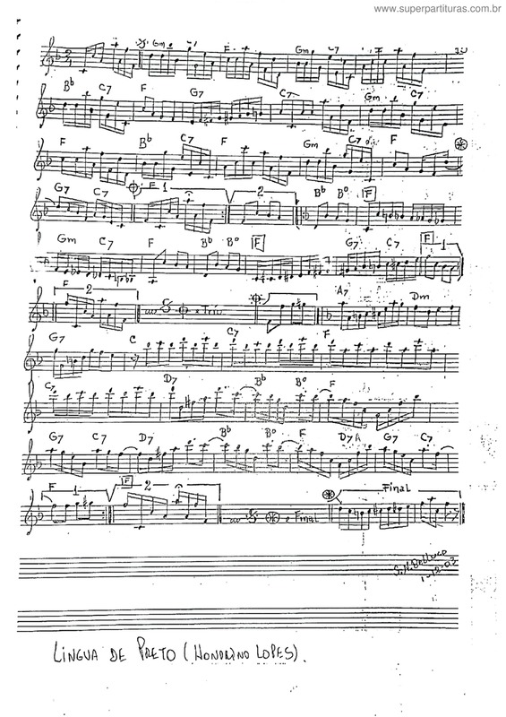 Partitura da música Língua De Preto v.8