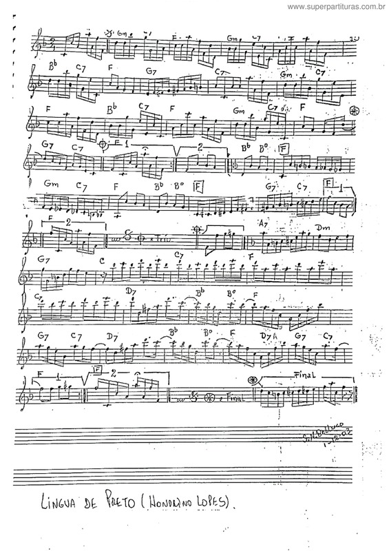 Partitura da música Língua De Preto v.8